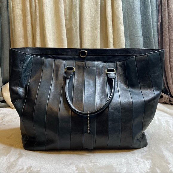 Limited Edition Coach Bleecker in Bar Stripe (Navy/Black) Leather F71213 - Picture 3 of 11
